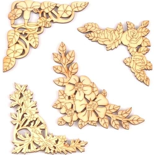 2018 new Flower pattern 4pcs wooden book Corner handmade Box Scrapbooking Album Corners Decorative Diy craft 27x27mm MT1658