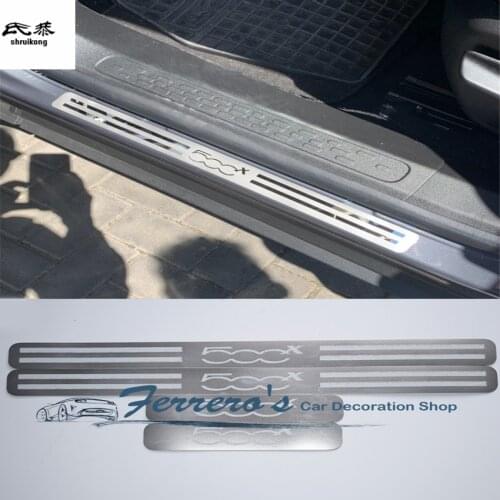 For 2014-2017 FIAT 500X 334 Four Doors 4pcs/lot car styling sticker Stainless Steel Scuff Plate Door Sill Cover decorative cover