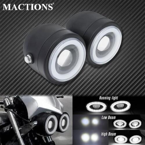 Motorcycle Twins Dual Headlight Double Headlamp Black For Harley Heritage Softail Classic FLSTC Fat Boy FLSTF Cafe Racer Custom