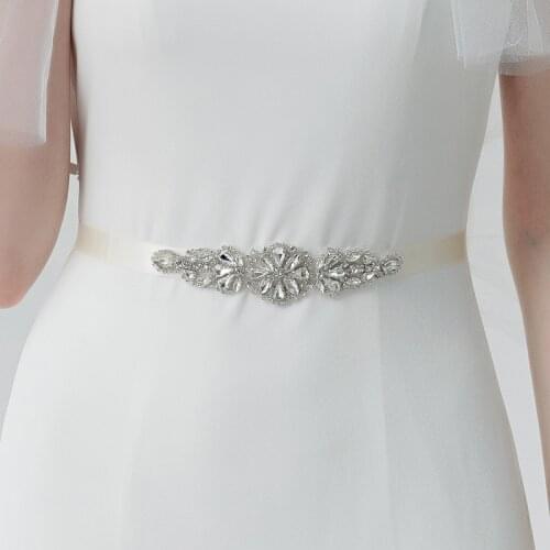 Efily Bridal Wedding Rhinestone Belts for Women Accessories Crystal Flower Party Dress Belt Strass Bride Sash Bridesmaid Gift