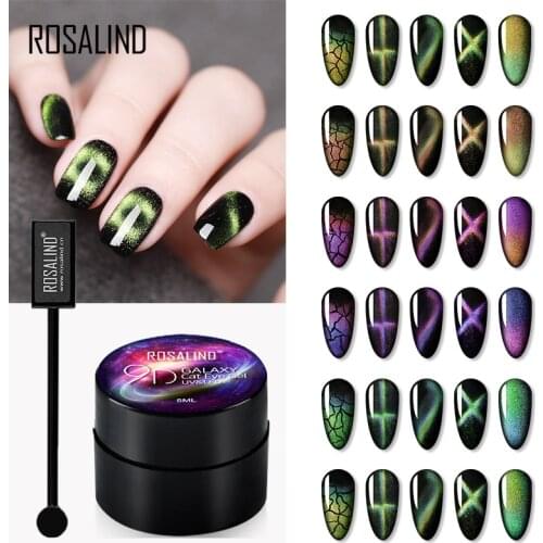 ROSALIND Gel Nail Polish 5ml 9D Cat Eye Nail Gel Magnetic For Nail Art Set For Manicure Semi Permanent Base Top Gel Nail Varnish