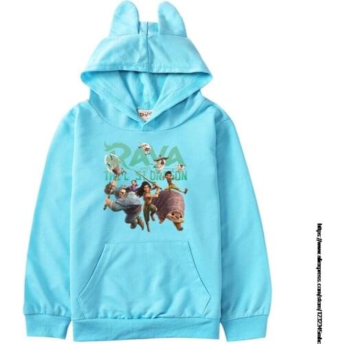 Raya and The Last Dragon Hoodie Kids Sweatshirts with Cat Ear Toddler Girls Sweatshirt Baby Boys Sweaters Children Casual Coats