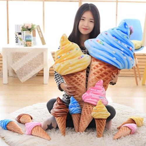 Simulation 3D Ice Cream Doll Plush Stuffed Soft Cushion Sofa Bedding Decoration Kids Educational Toys for Children Gifts