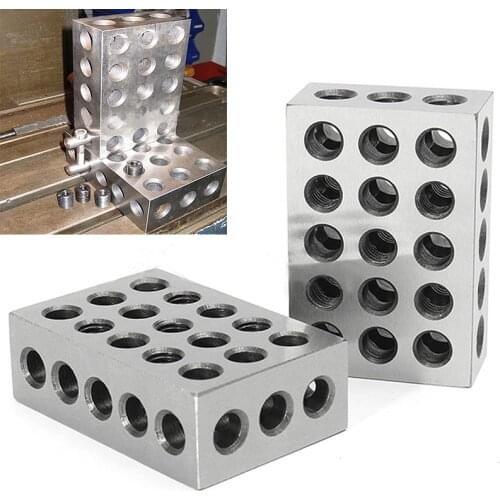 2pcs Hardened Steel 1-2-3" Blocks 0.0001" Precision Matched Machinist 123 Milling Tool 23 Holes 25-50-75mm block gauge