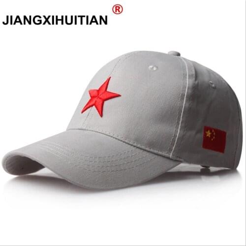 Jiangxihuiyian Brands 2018 Hot 100%cotton red star baseball cap pentagram embroidery leisure hat 3color 1pcs brand new arrive