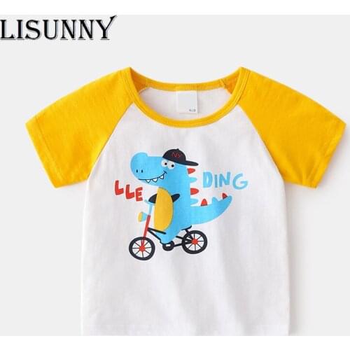 LISUNNY 1-6y Boys T-Shirt Summer 2021 New Children Short Sleeve Baby T-shirts Cartoon Dinosaur Print O Neck Kids Shirt Tops Tees