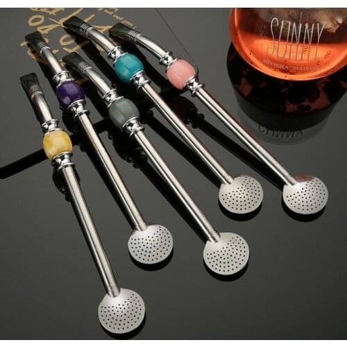 Stainless Steel Drinking Straw Spoon Tea Filter Tea Straws Reusable Tea Tools Washable Bar Accessories with Brush Best Gift