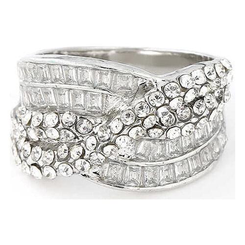 Fashion Women Crystal Cubic Zirconia Criss Cross Band Cocktail Ring Size 5-12