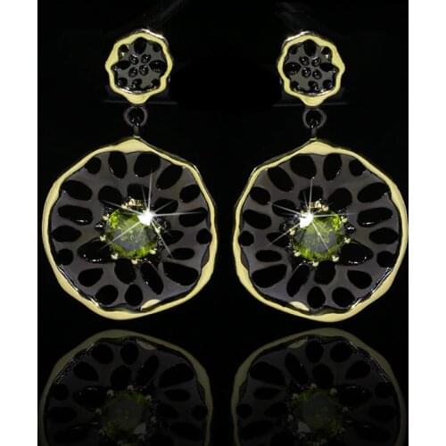 Fashionable Simple Dangle Earrings for Women Black Gold Filled Tungsten Green Cubic Zirconia Vintage Drops Earrings Wedding Band