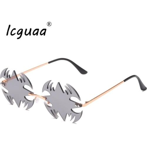 Fashion Unique Steampunk Sunglasses Funny Irregular Rimless Eye Wear Halloween Party Frameless Vintage Sun Glasses Shades UV400