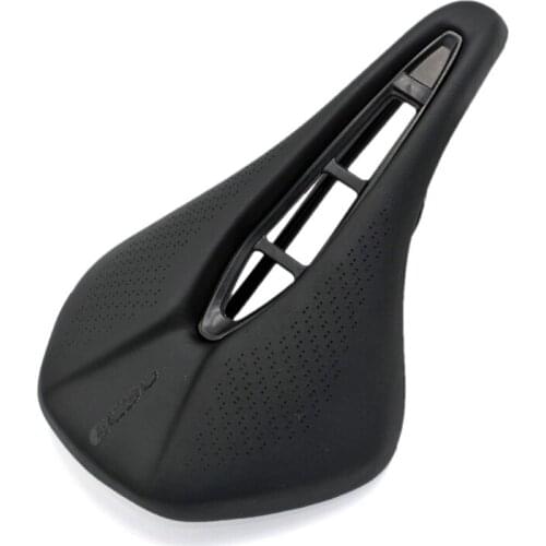 MTB EVO Leather Surface Silicone Cushion Breathable Silica Filled Gel Comfortable Hollow Cycling Seat Breathable Bicycle Saddle