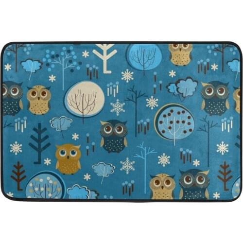 Cartoon Owl Floor Mat Printing Carpet Suede Absorbent Shower Bathroom Mat Toilet Rugs Kitchen Mat Home Decoration alfombras