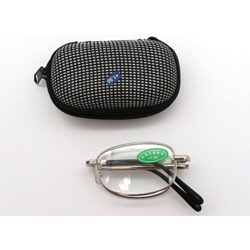 Men Women Folding Reading Glasses With Box Glass Cloth Unisex Metal Frame High Definition Lens Presbyopic Foldable Eyeglasses