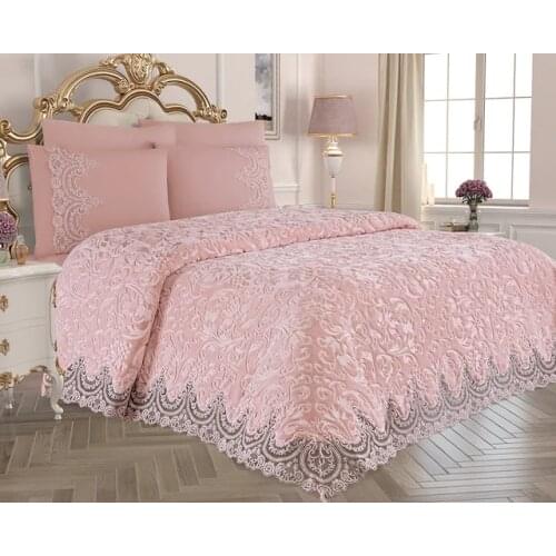 Merissa Crocheted Blanket Set Powder 432761261
