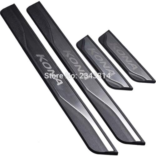 For 2017 2018 2019 Hyundai Kona Stainless Steel Car Door Sill Scuff Plate Kick Pedal Cover Protectors Trim Car Styling Accessory
