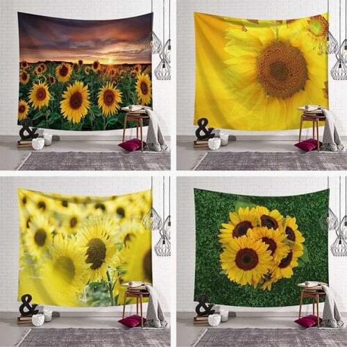Sunflower Wall Hanging Tapestry 3D Flower Pattern HD Scenery Art Carpet Blanket Yoga Mat Gobelin Decorative Tapestry Home Decor