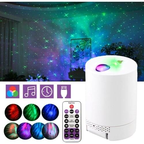 Night Light Starry Sky Projector Water Wave Lamp LED star music Rotating Remote Control Bluetooth Bedroom Bedside Lamp