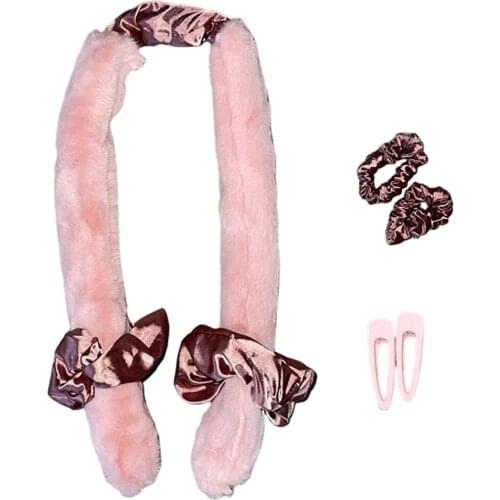 Heatless Hair Curlers Headband Hairstyling with 2 Hair Loops 2 Hair Clip