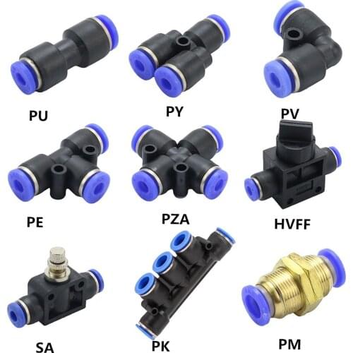 Pneumatic Fitting Pipe Connector Tube Air Quick Fittings Water Push In Hose Couping 4mm 6mm 8mm 10mm 12mm 14mm PU PY PK