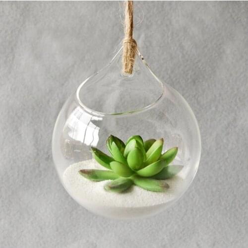 Hanging Vase 10x10x10cm Glass Vase Hanging Terrarium Vase Home Decoration Transparent