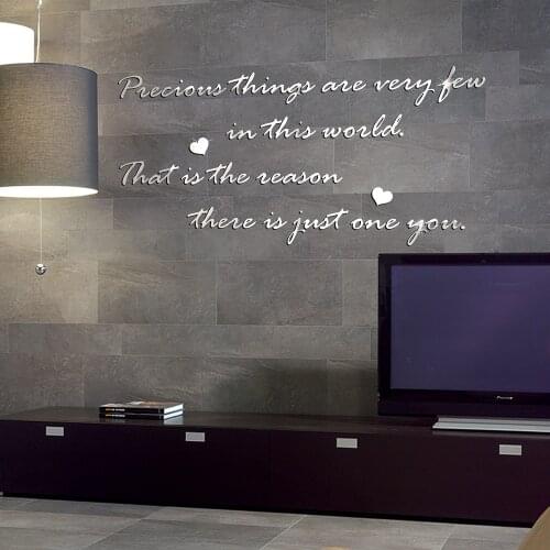 Proverbs Precious Letter Acrylic Gold Sliver Mirror Stickers Wall Sticker Bedroom Living Room Decor Home Decoration Accessories