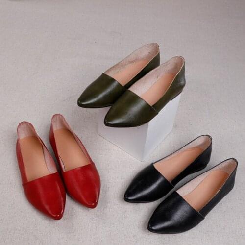 Genuine Leather Simple Solid Color Ladies Loafers 2020 Spring Summer New Women Flats Comfortable Professional Single Shoes Women