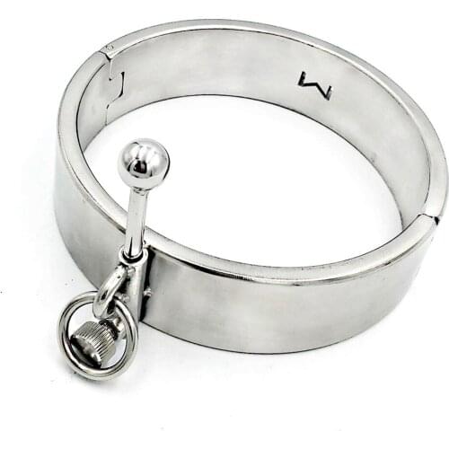 Super Stainless Steel M Hollow Force Lower Head Necklet Collar Neck Ring Restraint Locking Adult Sex Games Toy For Male Female 1