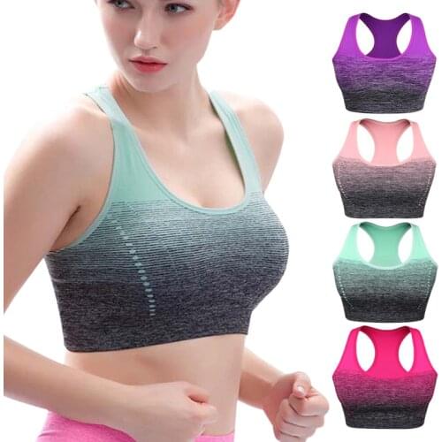 High Stretch Sports Bra High Breathable Top Fitness Women Padded for Running Yoga Gym Seamless Crop Bra Gradient Sport Top Vest