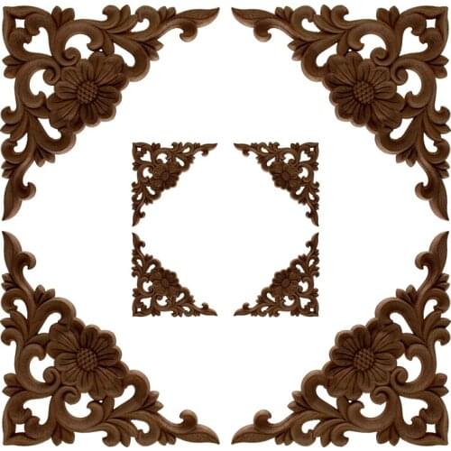 VZLX Wood Carved Corner Onlay Applique Decor Furniture Craft Unpainted Home Decoration Accessories Art Figurine Wooden Letters