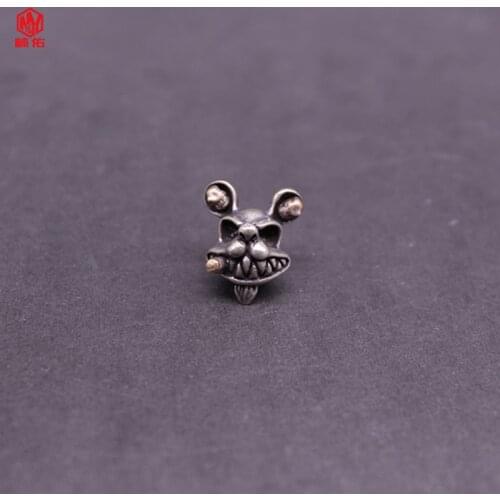 1PCS Copper Mouse Skull Knife Beads EDC Paracord Key Ring Accessories Outdoor Climbing Backpack Pendant