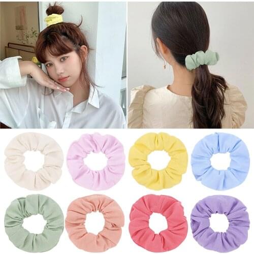 1 PCS Women Solid Color Large Intestine Hair Rope Fashion Sweet Elastic Hairbands Girls Headwear Birthday Gift Photography Props