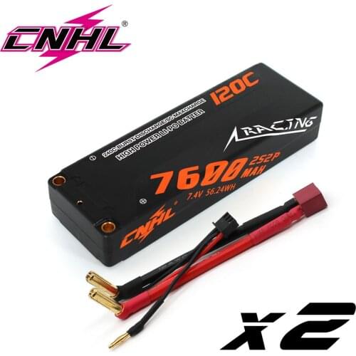 2PCS CNHL Lipo 2S 7.4V Battery 7600mAh 120C Racing Series HardCase Car T Deans For RC Evader BX Car Truck Truggy Buggy