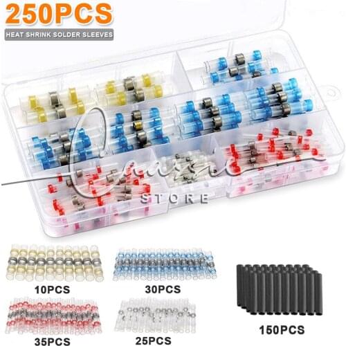 250 PCS Solder Seal Wire Connectors, Heat Shrink Butt Connectors, Waterproof and Insulated Electrical Wire Terminals, Butt Splic