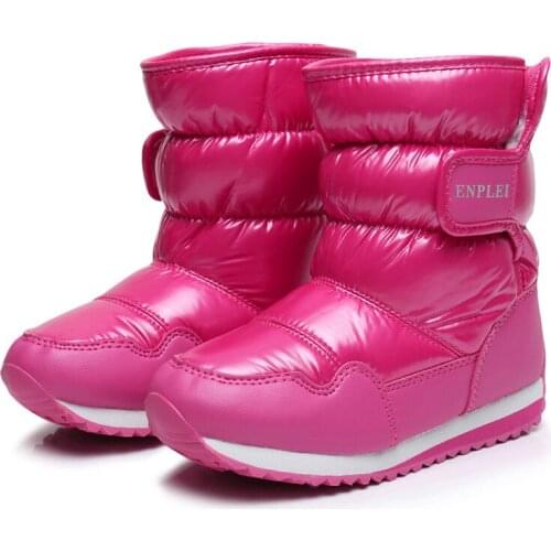 -30 Degree Winter Childrens Snow Boots Girls Boys Fashion Waterproof Anti-Slip Warm Shoes for Kids Thick Mid Outdoor Skiing Boot