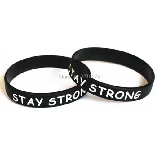 300pcs Black Stay Strong wristband silicone bracelets free shipping by DHL A