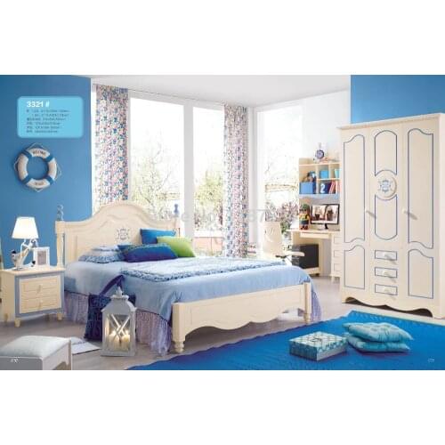 3321 Children bedroom furniture sets children bed three doors wardrobe desk chair nightstand