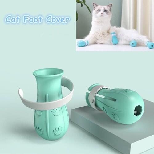 4PCS Cat Foot Cover Shower Boots Anti-Scratch Cats Shoes Adjustable Rubber Pet Paw Protector Bath Washing Nails Feet Covers
