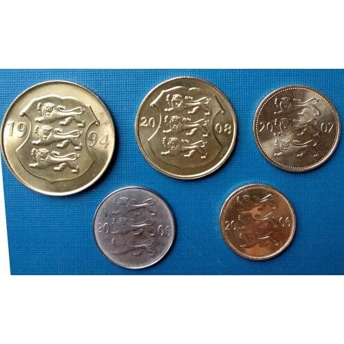 5 PCS SET Coins of Estonia Europe