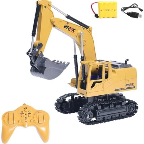 8-channel Remote Control Alloy Excavator Toy Car 2.4G Multifunctional Remote Control Loader with Musical and Light