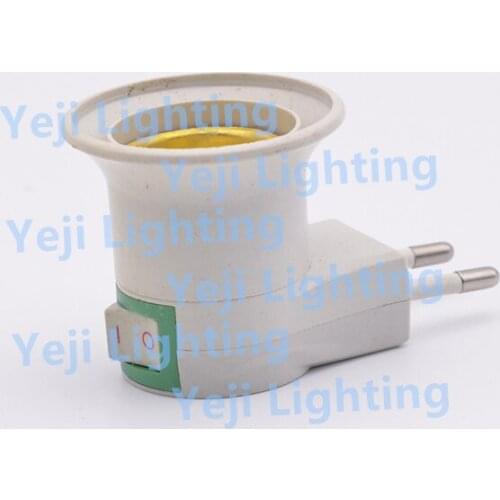 Swivel socket adapter plug to e27 lamp holder E26 socket adapter EU plug Night Light With Power On Off Control Switch Light Base