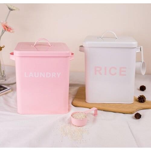 Rice Jar flour Bucket Square Barrel Snack Barrel with Sealing Ring Candy Cookie Jar Cereal Dispenser