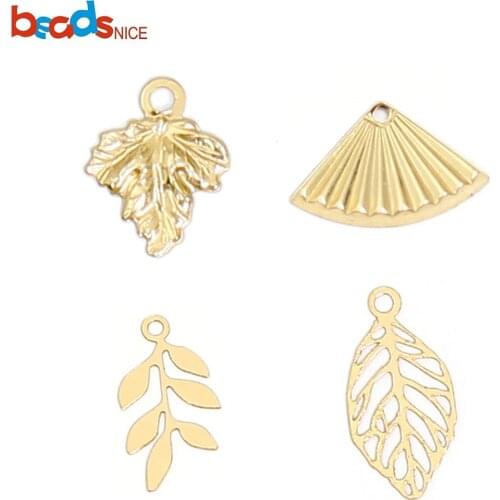 Beadsnice ID39926smt1 Gold Filled Leaf Pendant Charms for Necklace Making Tiny Charm Delicate Jewelry Wholesale
