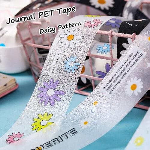 Journal Daisy Decorative Tape PET Transparent Waterproof Tape Scrapbooking Diary Tape Stickers Diary Decor Stationery Supplies