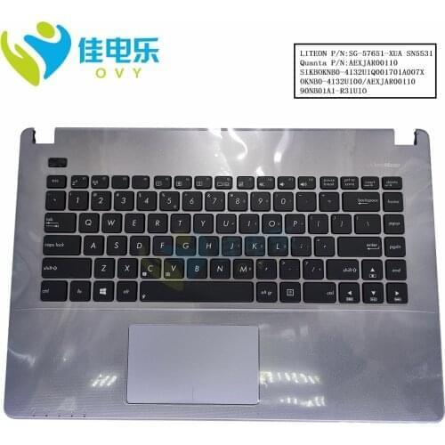 UI computers keyboard for ASUS Y481 R405C R409 W418L W408 X450 Keyboard silver gray palmrest case X450LDV X450LN 13NB01A1M12011