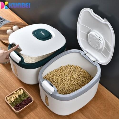 KUNBEI 5L/10L Kitchen Container Rice Bucket Grain Container Kitchen Food Grain Storage Container Home Storage Pet Dog Food Store