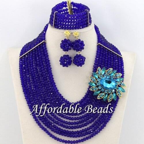 Royal Blue African Beads Unique African Jewelry Set Popular Style Wholesale Free Shipping BN556