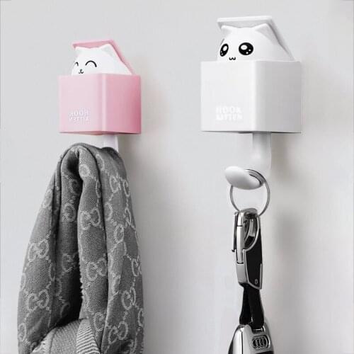 Creative Cute Hidden Cat Wall Hanging Hook for Wall Free Punching Decoration Clothes Hat Scarf Key Cute Animals Hanger Rack