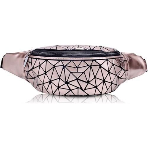 Fashion Geometric Rhombic Lattice PU Waist Bag Women&Men Unisex Fanny Pack For Women Chest Bag Belt Bag Banano Bolso De Hombro