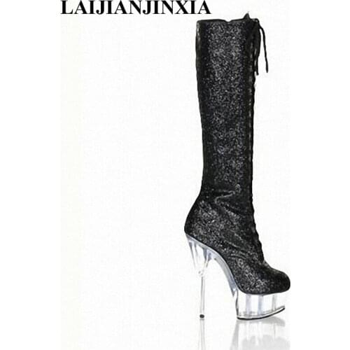 LAIJIANJINXIA 5 inch sexy womens boots Knee High Boots Gorgeous 15 cm High Heels Thin Heels Dance Shoes B-012