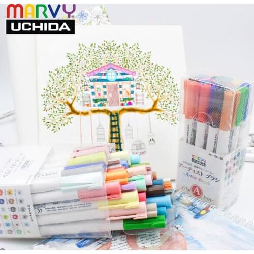 Marvy Brush Markers Pen 5pcs/18pcs/36pcs Brush Pen For Art Supplies Soft Head Watercolor PaintBrush Set In 72Colors